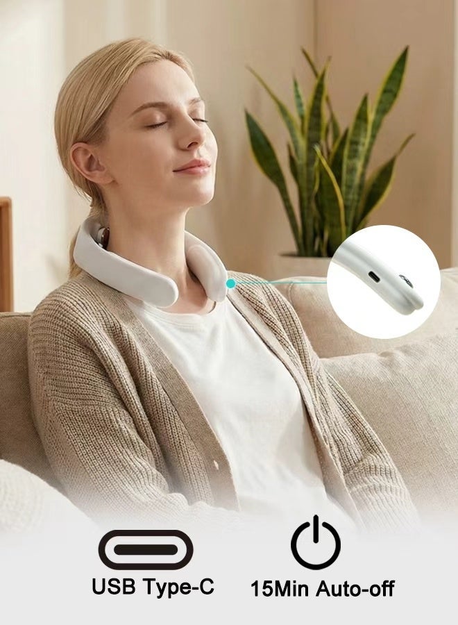 jocelee Electric Neck Massager with Heat for Pain Relief Deep Tissue Vibration Cordless Travel Massager Portable 8D Neck Massager for Office Home Car Birthday Gifts for Men Women Dad Mom Grandpa Rechargeable Neck Massage Device with Multiple Nodes - Image 1